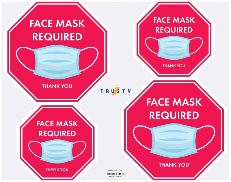 TRUSTY Removable and Reusable Face Mask Required Signs (Set of 4) - Image 5